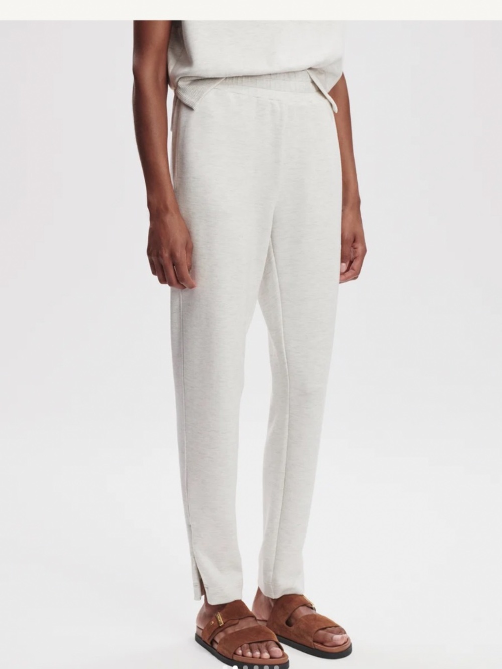 Varley The Slim Zip Hem Pant 26 DoubleSoft Ivory Marl Medium